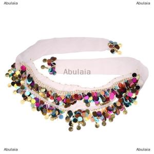 [COD] Abulaia Belly Dance Hip Scarf Sequin Tassel Waist Belt Jazz Dance Hip Scarf With Dangling Sequins Indian Dance Performance Clothing