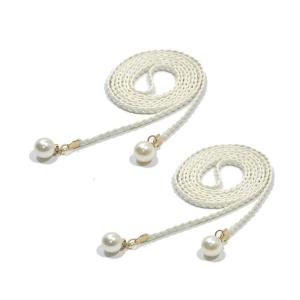 Chic Weave Waist Rope 2PCS with Artificial Pearls Laceup Waist Cord Belt for Unique Fashion Women Daily and Holiday Wear