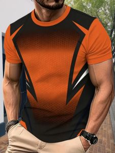 Mens 3D Printed T-Shirt Round Neck Short Sleeve Tops Casual Loose Mens Summer T-Shirt Sports Sweatwear Outdoor Y2k Men Clothes