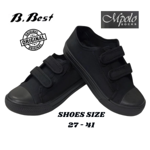 [BACK TO SCHOOL]  27~41 Kasut Sekolah Hitam Lekat Black School Shoes Sticky B.Best Lekat