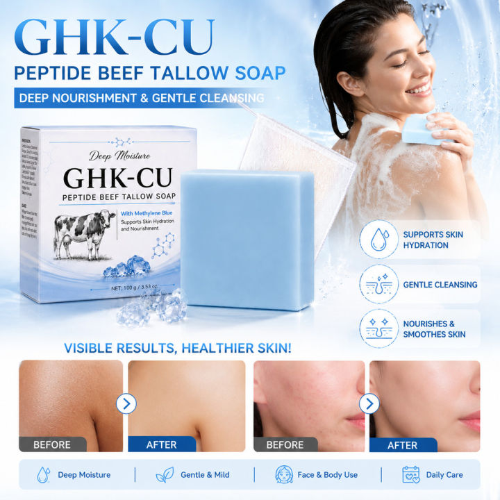 ghk cu soap bar 【COD】100g Grass-Fed Tallow with GHK-Cu Peptides, Deeply Nourishing Cleansing for Face & Body non-medicated