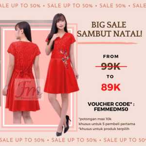 Femme Ols- Mini Dress Brukat Aplikasi Bordir 3938