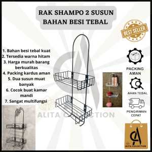RAK GANTUNG SHAMPOO SUSUN 2 BAHAN BESI TEBAL KUAT HARGA MURAH BARANG BERKUALITAS WARNA HITAM SERBAGUNA PROMO DISKON TERLARIS