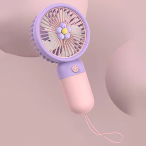 Mini Fan Cute Flower Electric Fans USB Rechargeable Strong Wind Silent 500mAh Portable Handheld Cooling Small Pocket Fan