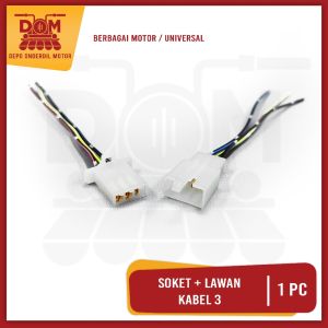 Soket + Lawan Kabel 3 (PSP) Kabel Cable Cabel Socket Cop Konektor Male Female Semua Motor