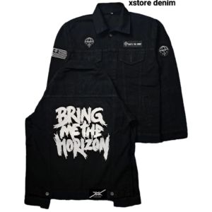 Jaket jeans Denim pria - kombinasi bordir emblem dan sablon