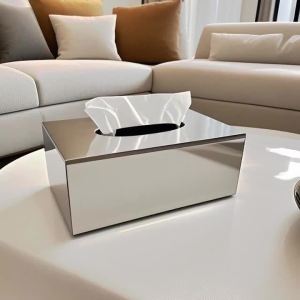 FFBH Glass Tissue Rectangular Nordic Tissue Holder Modern Creative Waterproof Storage Boxes Table Decoration Accessories P9M4Y