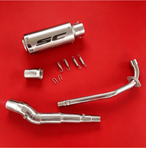 Honda Wave 110 stainless elbow on Sc project round with DB reducer