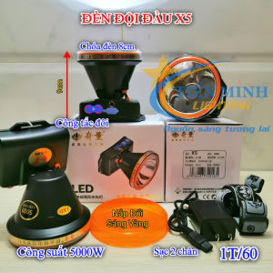 Đèn đội đầu X5 ánh sáng trắng vàng chóa đèn 8cm có 2 chế độ sáng tiện lợi dễ mang đi xa