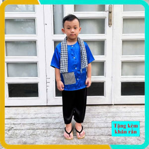 Bộ bà ba bé trai kèm khăn rằn