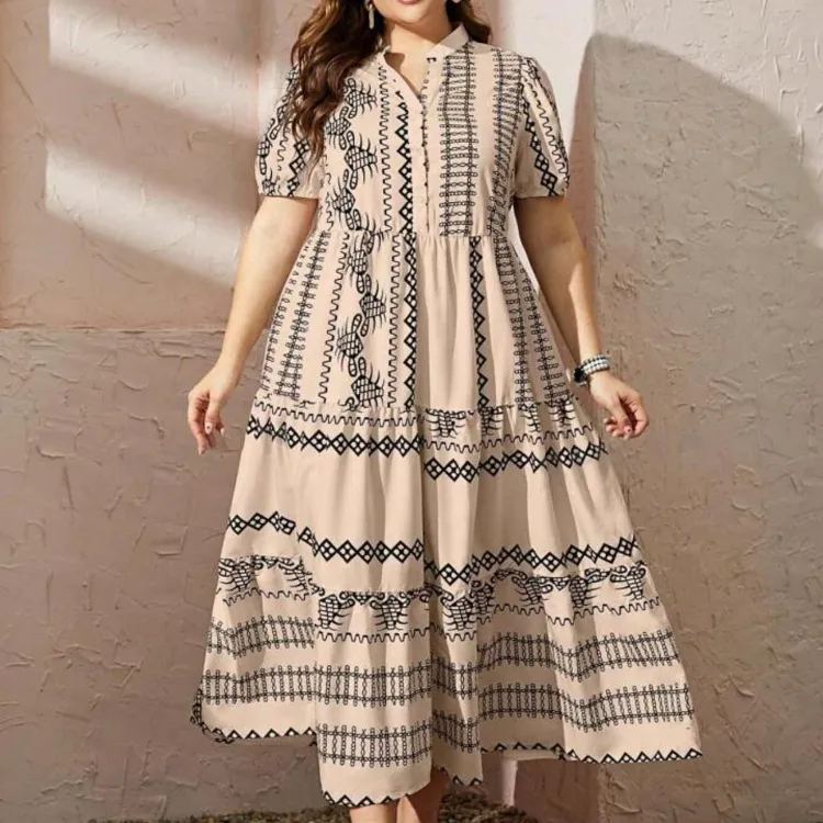 Fashion plus size chinese collar maxi dress collar kurti neck