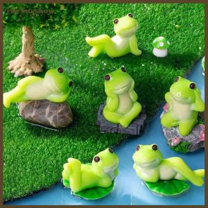 [The Fayshow] 5 6Pcs Cartoon Funny Frog Figurine Ornament Desktop Living Room Micro Landscape Fish Tank Aquarium Decoration Accessories