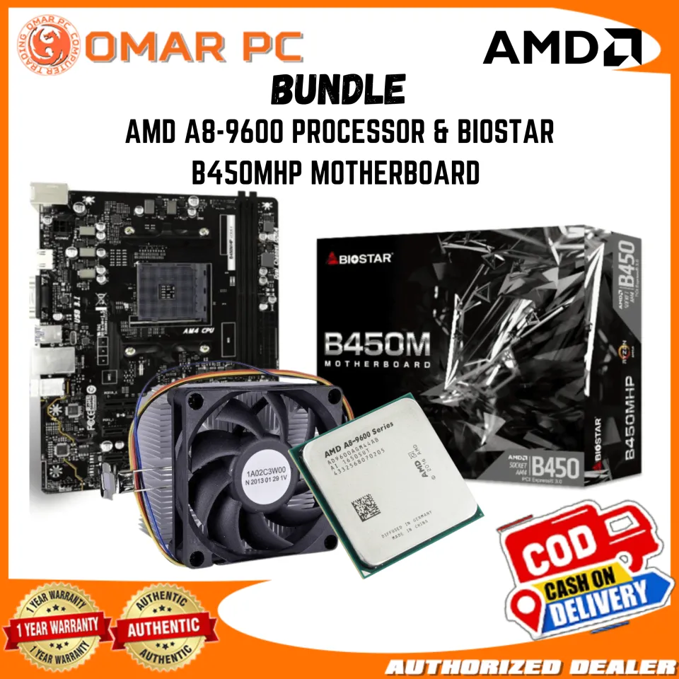 BRANDNEW AMD A8-9600 PROCESSOR BIOSTAR B450MHP MOTHERBOARD Ddr4