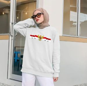 Bisa COD Sweater Pria Wanita 17 Agustus Kaos Hut RI Crewneck Dirgahayu Ikn Sweter Garuda Pancasila