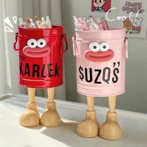 CHROME RECOVER73CH1 Big Mouth Pencil Holder DIY Cartoon Pen Container Large Capacity Desktop Storage Buckets Students Stationery