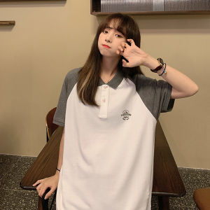 LH.Moonlight ✨เสื้อยืดแต่งคอปกทรงโอเวอร์ไซส์ แขนสลับสีโทนสีสุขภาพ ผ้านิ่มสวมใส่สบาย ใส่เที่ยวใส่ทำงานจบครบในตัวเดียว 🔥🥰🛍️