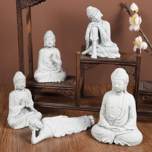 GONOVO STUDIO Reclining Buddha Sandstone Buddha Oriental Culture Green Sandstone Buddha Statue Zen Ornament Tea Pet Sitting Posture Buddhist Figurine Ornament Indoor