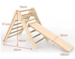 (FOC Installation) Tutusbaby Foldable Pikler Triangle With Ramp - 2 in 1 Wooden Slide and Climbing Ramp - Home Playground Kids Climbing Toddler Montessori Furniture Kids Toys