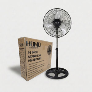 HOMO 20 Inch Electric Fan Stand Fan 5 Blades Upgrade Energy Saving Strong Wind Force Fan Super Power