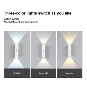 Usb Rechargeable Motion Sensor Led Night Light Wall Lights Mounted Lamp Magnetic Up-Down Ambient Smart Cordless Indoor Human Body Living Lighting Modern Rgb Room Wireless Stair