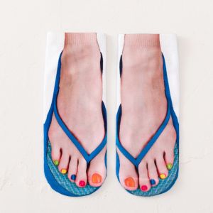 【Hurt】ถุงเท้าลําลอง พิมพ์ลายเรือ 3 มิติ 3D Flip-Flops พิมพ์หมูสามชั้น tiktok