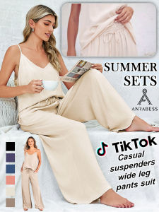 Summer Loose Wide Leg Pants Suit
