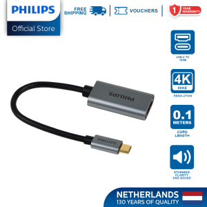 Philips USB-C to 4K HDMI Adapter Stunning Clarity and Sound 60Hz Plug and Play USB-C HDMI Adapter MacBook USB-C to HDMI Adapter USB-C to HDMI for iPad Samsung Dell HP Portable 4K HDMI Adapter for Laptops