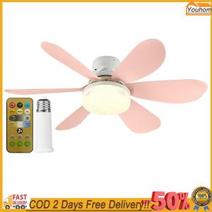 【24 hours delivery】 Ceiling Fan LED Lamp E27 Base Remote Control LED Bulb Ceiling Fan Modern LED Ceiling Fan for Bedroom Living Room Kitchen