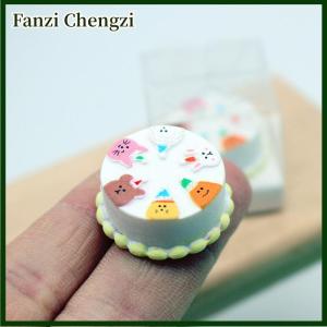 Fanzi 1 12 Dollhouse Cartoon Cake With Clear Box Model Dollhouse Mini Simulation Dessert Decoration Dolls House Food Accessories