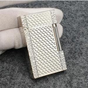 Hộp Quẹt Bật Lửa Dupont D128T Hoa Văn Kẻ Sọc Lưới Cao Cấp Đẹp Độc Lạ - Dùng Gas Đá