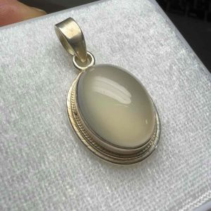 35055V- MẶT DÂY CHUYỀN BẠC ĐÁ MẶT TRĂNG ( THIÊN NHIÊN )