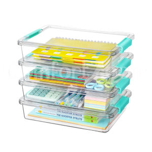 Storage Boxes with Lid Pack of 4 Transparent Sensory Containers Organiser and Storage for Crafts