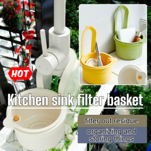 Kitchen Leakage Mesh Press Drain Bowl Hanging Basket Anti Clogging Sink Filter Mesh Kitchen Shelf 按压式多功能水槽挂篮