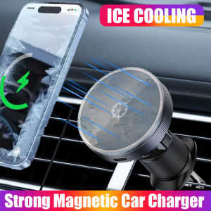 new QI2 Real 15W Magnetic Car Wireless Charger Cooling RGB Light Clip Holder For Magsafe iPhone 16 15 14 13 12 Pro Max Fast Charging Free Shipping