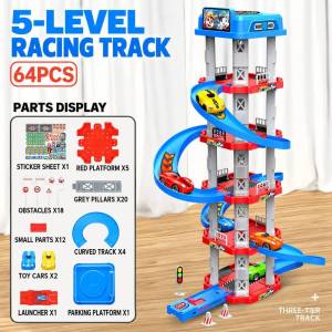 DIY Assemble City Mountain Highway Track Car Toy Parking Lot Gas Station Race Car Educational Mainan Kereta Budak