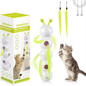 Kebidumei Caterpillar Teasing Cat Toy Motion Activated Kitten Toy Rechargeable Automatic Cat Toy with Tail for Indoor Cats Toy Ball