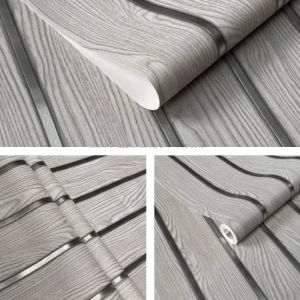 Wallpaper Dinding Motif Panel Kayu Serat Garis Elegant 45Cm x 1meter