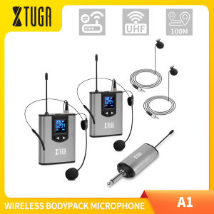 XTUGA A1 UHF ไมโครโฟนไร้สายพร้อมโลหะทั้งหมดแบบพกพาได้เครื่องส่งสัญญาณบอดี้แพ็คขนาดเล็กชุดหูฟังและไมโครโฟนติดปกเสื้อและตัวรับสัญญาณที่ชาร์จไฟได้เอาท์พุท1/4 "สำหรับครูคำพูดสัมภาษณ์Vlog การบันทึก