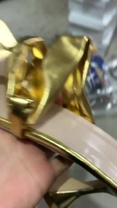 [Free Shipping] Slpers Plus Size High Heel Slippers for Women Square Toe Open Toe Pleated One-Strap Slippers