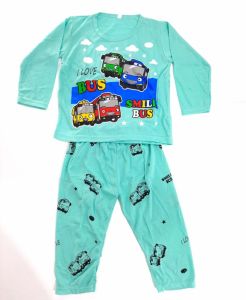 setelan anak laki laki motif BUSS baju tidur celana lengan panjang PP murah