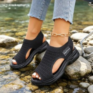 Free Shipping 2026 Trendy Summer New Knit Fish-Mouth Sandals Thick-Soled Wedge Heels Athletic Lightweight WomenS Sandals