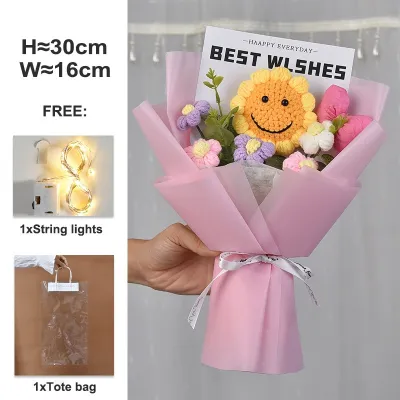 Crochet Sunflower Bouquet - Handmade Puff Yarn Flowers Womens Day & Graduation Gift Home Decor畢業礼物
