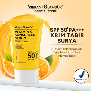 VIBRANT GLAMOUR Sunscreen Vitamin C SPF 50+ PA+++ UVA/UVB Sunblock 50X C 3X Ceramide Memperbaiki Pelembab Kulit 30g