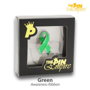 THE PIN EMPIRE Green Ribbon Double-Sided 3D Enamel Lapel Pin Collar Pin