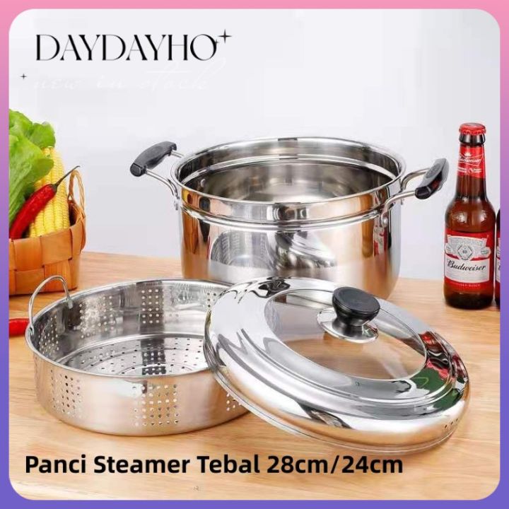 Panci Steamer Kukus 24/26 /28cm Model Jepan Tinggi Tebal Stainless