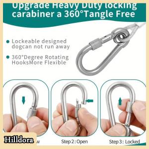 [Hilldora] สายจูงสุนัขสองหัวเชือกมัดพร้อมหัวเข็มขัดโลหะสายเหล็กป้องกันสนิมปลอกคอฝึกสุนัขกลางแจ้ง