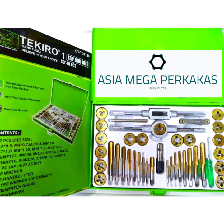 40PCS MATA HAND TAP TAPS AND DIE DIES SENAI DRAT SET 40 PCS TEKIRO ASIA ...