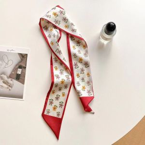 Korean Style Pink plaid Silk scarves and accessories twilly scarf for bags handle headband for women bandana SP9250