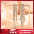 🚚【Local Express Delivery】🚚 S925 silver needle Classic Shiny Crystal Earrings Ladies Exaggerated Long Earrings Tassels Rhinestone Earrings Fashion Korean Ea. 