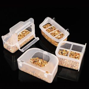 PETPARADIS Plastic Bird Food Box Anti-splash Transparent Pigeons Cage Feeder Parrot Water Drinker Hanging Parrot Hanging Food Dish For Cage